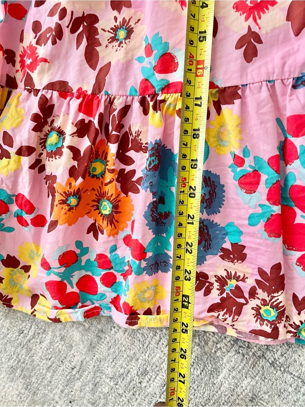 Peter Som for Anthropologie Size M Flouncy Floral Mini Dress Pink Shoulder Tie - Picture 13 of 13